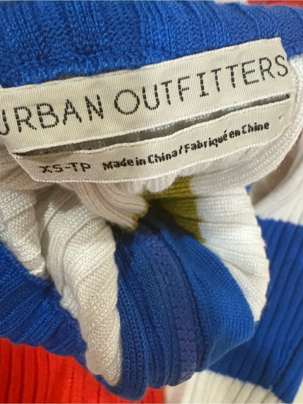 Urban Outfitters White Multicolor Striped Half-Zip Turtleneck Sweater